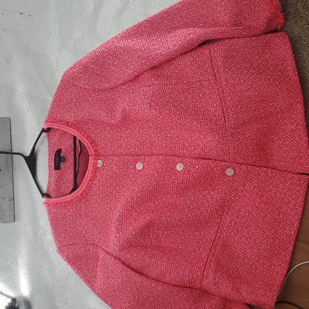 TALBOTS HOT PINK  TWEEDED BLAZER/JACKET - Picture 8 of 13